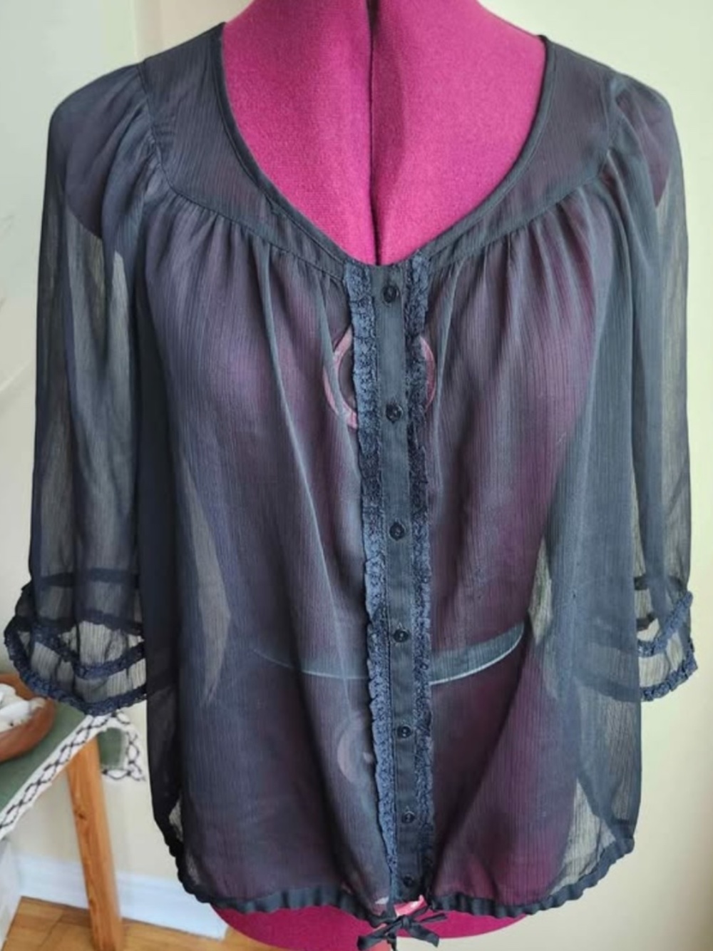 Women's ZARA sheer black top - Small